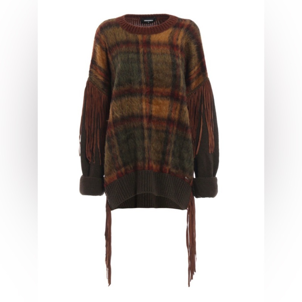 DSQUARED2
Fringes fluffy tartan panel wool jumper NWT - Picture 2 of 10